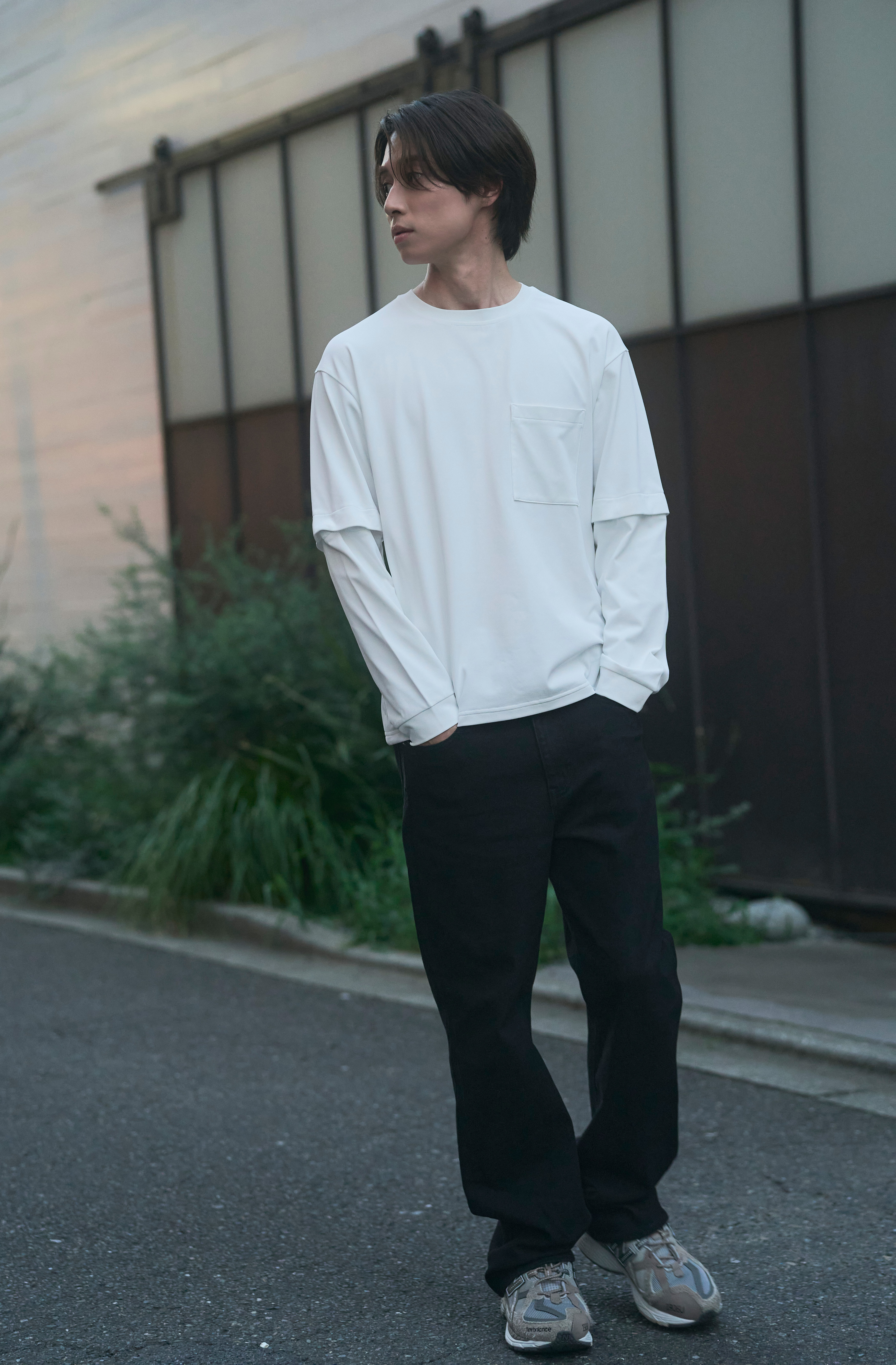 RE:LORE styling — white tech shirt